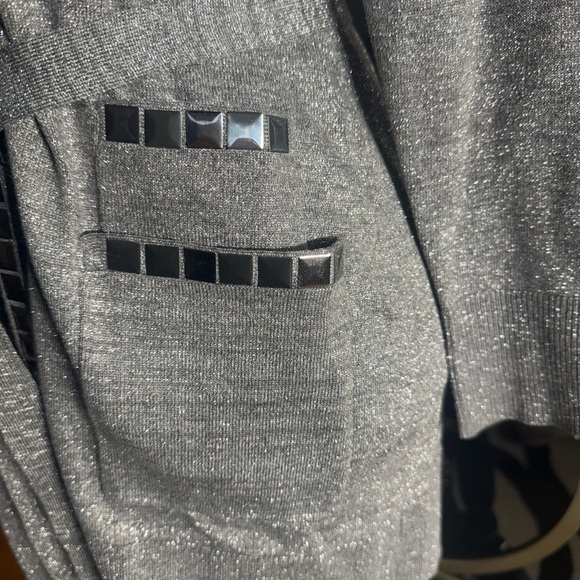 Cache Silver Mettalic Sweater Jacket S - Picture 6 of 9